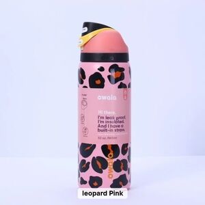 Owala Leopard Pink Insulated Straw Bottle